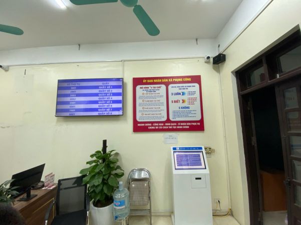 VNC QMS SOFT hoàn thiện sản xuất, cung cấp hệ thống xếp hàng tự động tại bộ phận một cửa UBND xã Phụng Công - tỉnh Hưng Yên